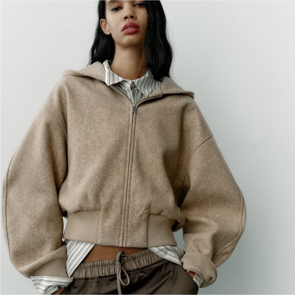 Zara Cropped Soft Bomber Jacket